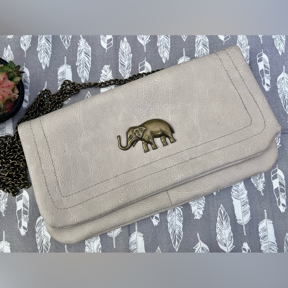 Elephant Charm Gold Chain Wallet Crossbody Purse